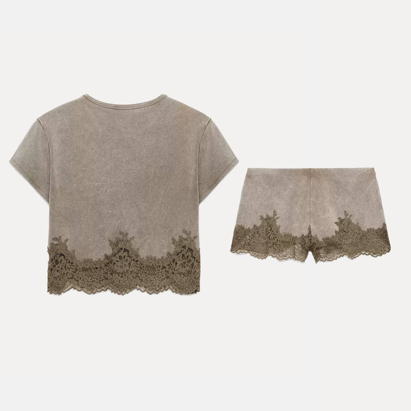Women's Short Sleeve Ruffle He - Wash Effect Set recension och pris