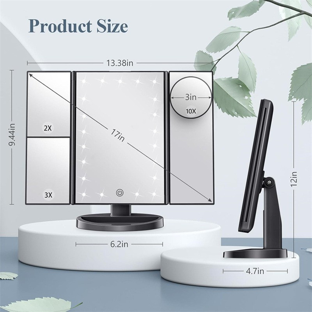 Bathroom Folding Makeup Mirror - Magnifier With Light recension och pris