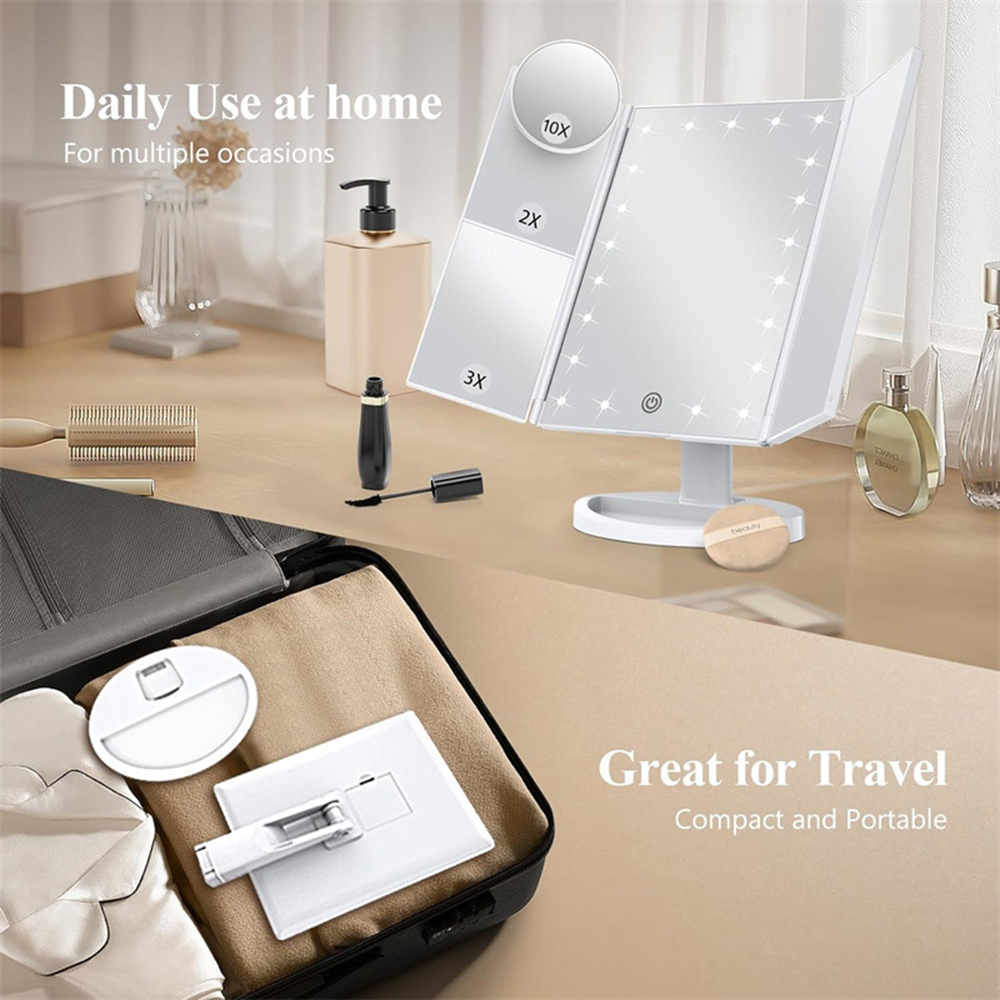 Bathroom Folding Makeup Mirror - Magnifier With Light recension och pris