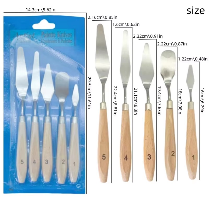5Pcs Wooden Handle Painting Pa - Metallic Paint Set recension och pris