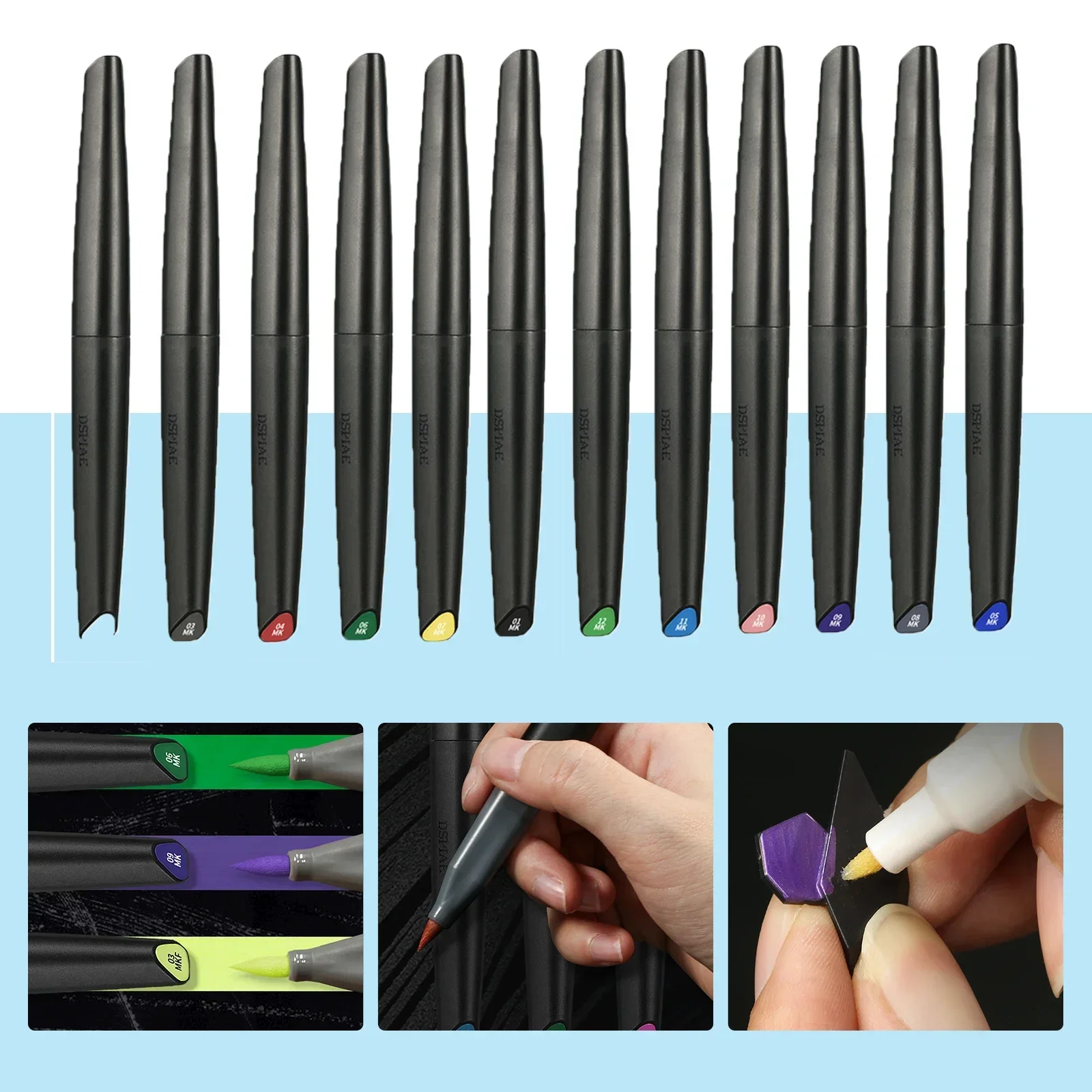 Dspiae 12 Colors Brush Pen Set - Metallic Paint Set recension och pris