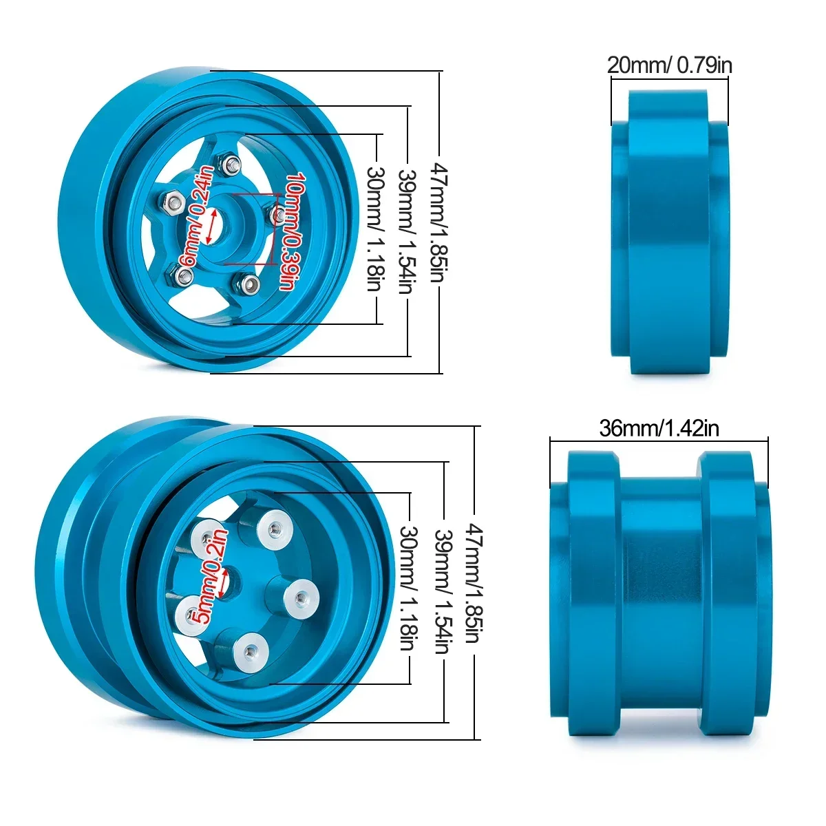 Aluminum Beadlock Wheels for 1 - Model Kit Helicopter recension och pris